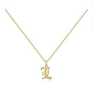 Gold Old English Initial Necklace - Letter L​